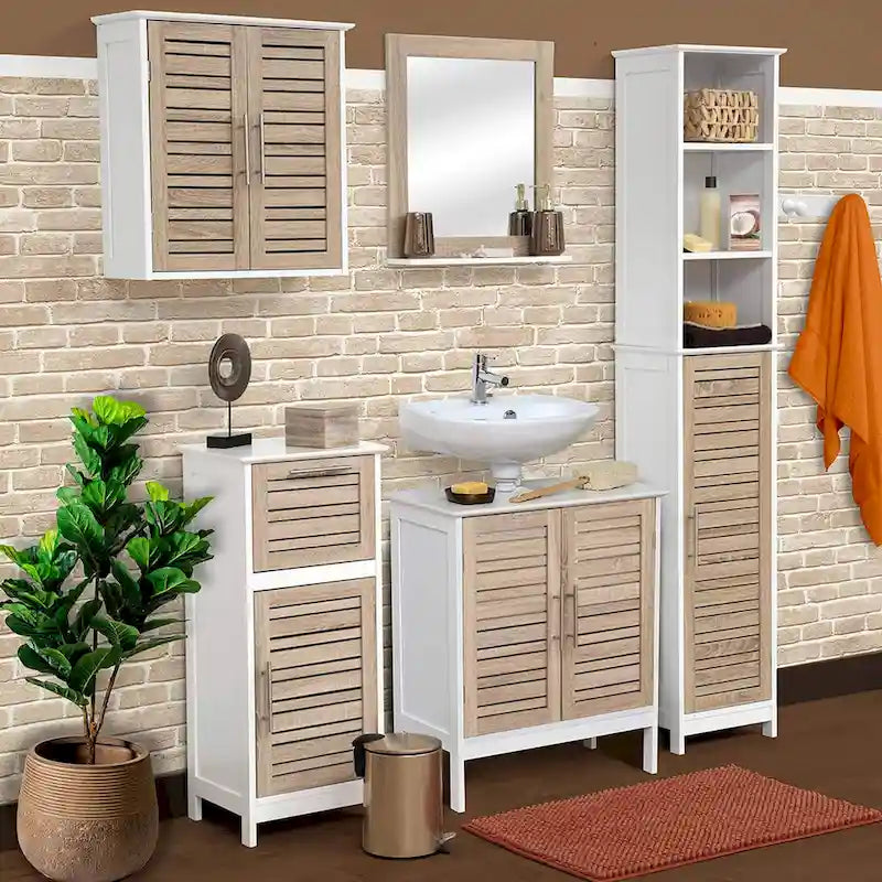Armario de suelo para baño con puerta ventilada y cajón