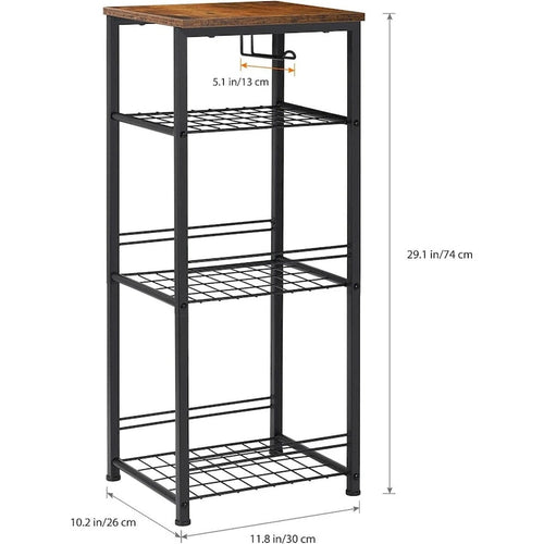 Scaffale da bagno a 4 ripiani con porta carta igienica