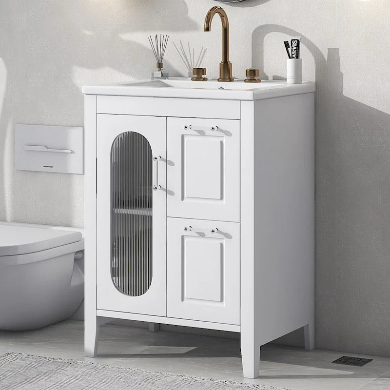 Bathroom Vanity Cabinet with Two Drawers and Door