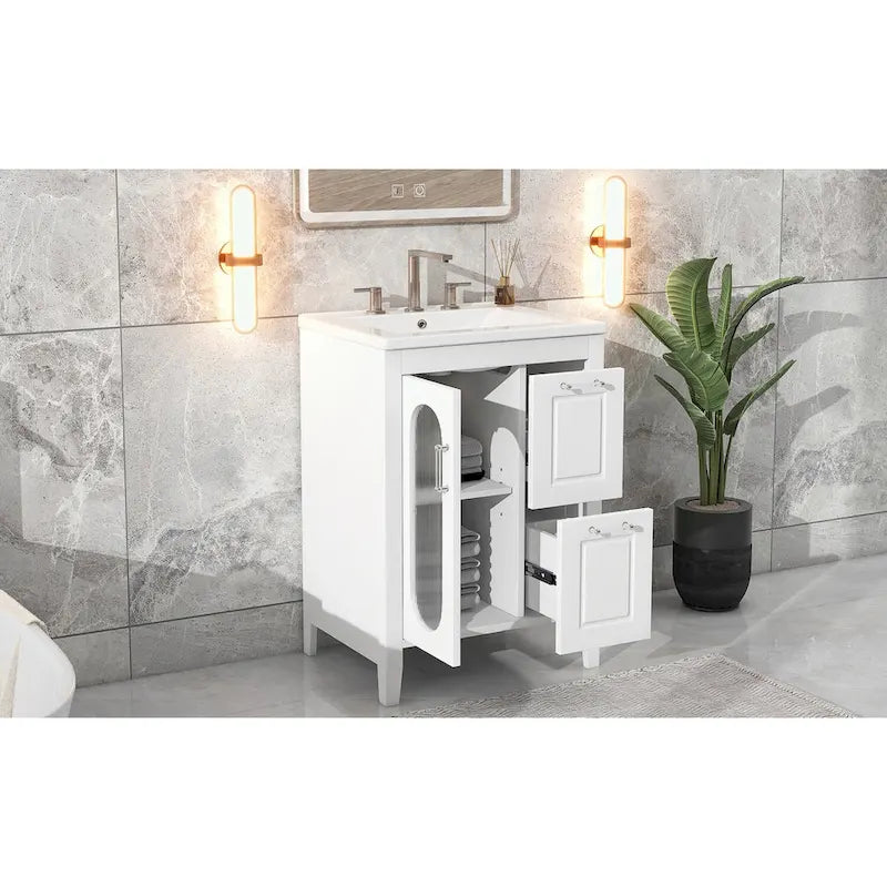 Gabinete de tocador para baño con dos cajones y puerta