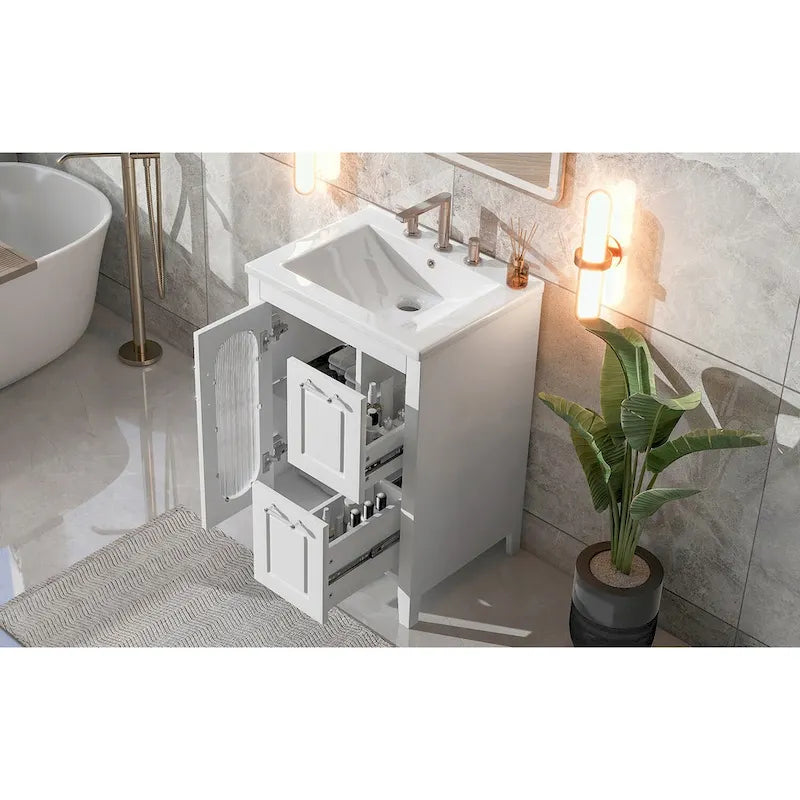 Gabinete de tocador para baño con dos cajones y puerta