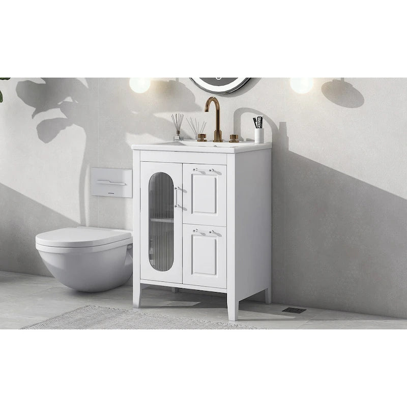 Gabinete de tocador para baño con dos cajones y puerta
