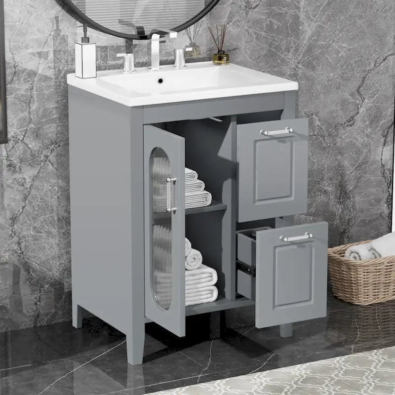 Gabinete de tocador para baño con dos cajones y puerta