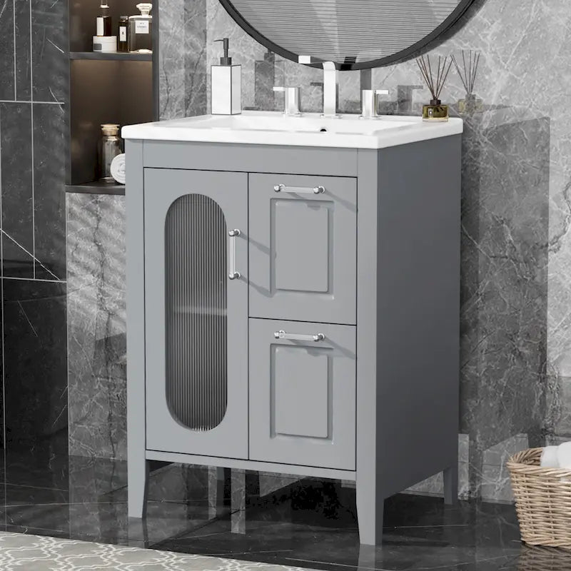 Gabinete de tocador para baño con dos cajones y puerta