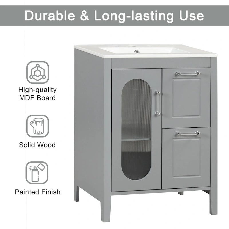 Gabinete de tocador para baño con dos cajones y puerta