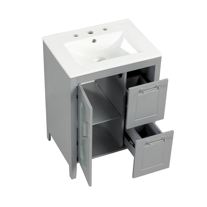 Gabinete de tocador para baño con dos cajones y puerta