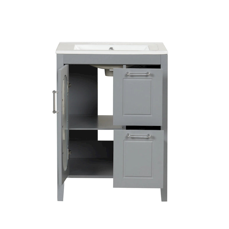 Gabinete de tocador para baño con dos cajones y puerta