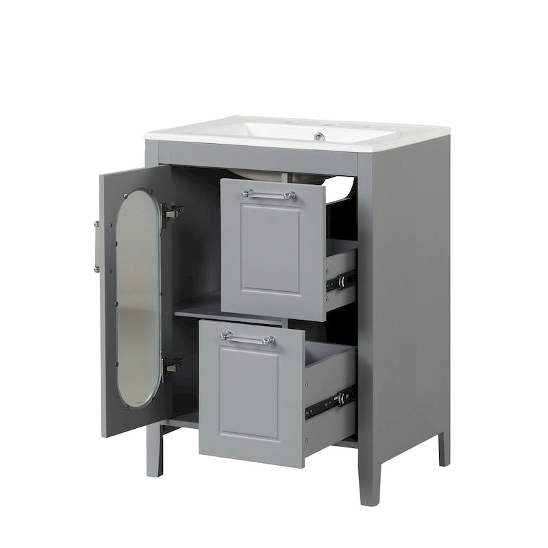 Gabinete de tocador para baño con dos cajones y puerta
