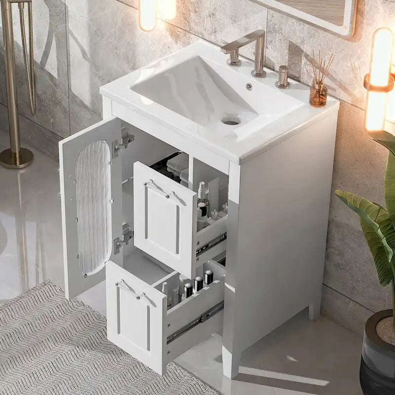 Gabinete de tocador para baño con dos cajones y puerta