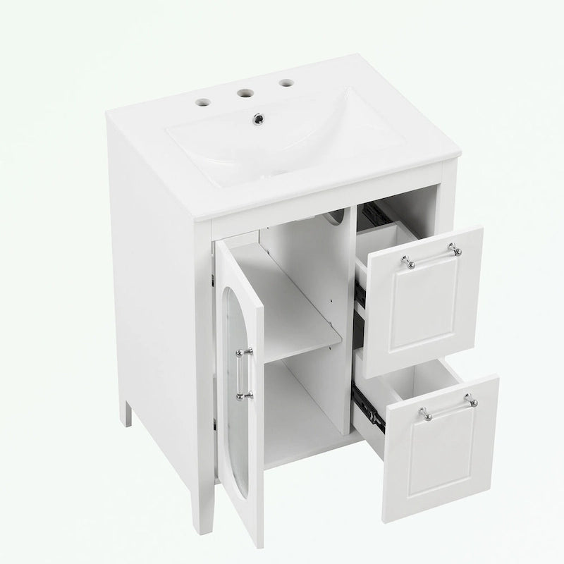 Gabinete de tocador para baño con dos cajones y puerta