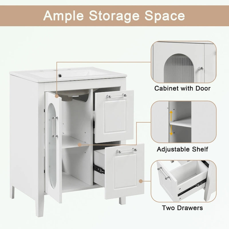 Gabinete de tocador para baño con dos cajones y puerta