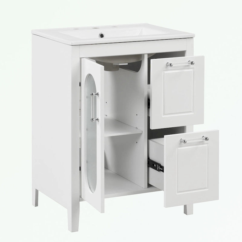 Gabinete de tocador para baño con dos cajones y puerta