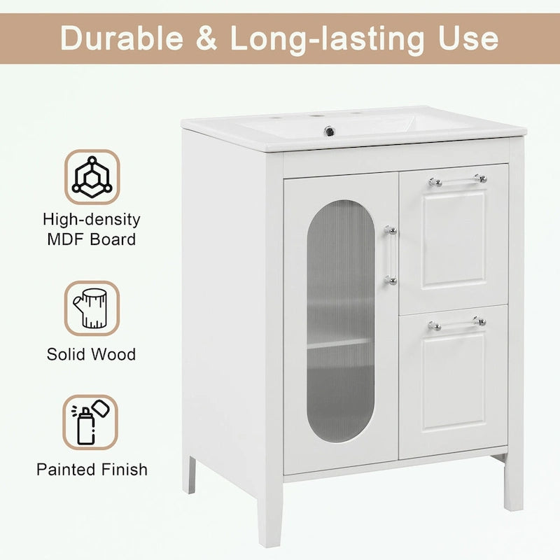 Gabinete de tocador para baño con dos cajones y puerta