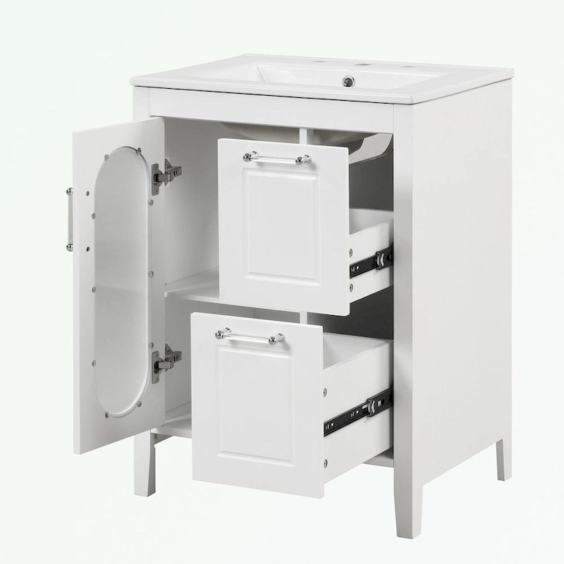 Gabinete de tocador para baño con dos cajones y puerta