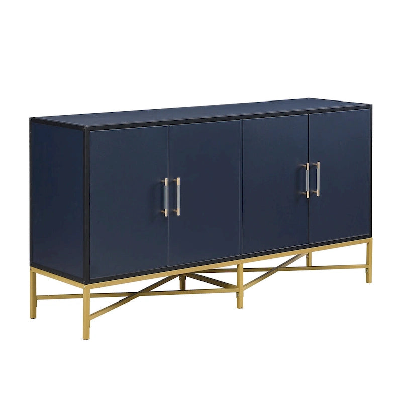 Buffet à quatre portes avec structure métallique et pieds croisés