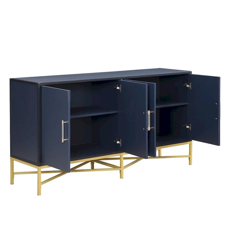 Buffet à quatre portes avec structure métallique et pieds croisés
