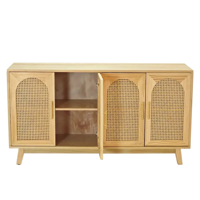 Armadio a 4 ante con ante in rattan