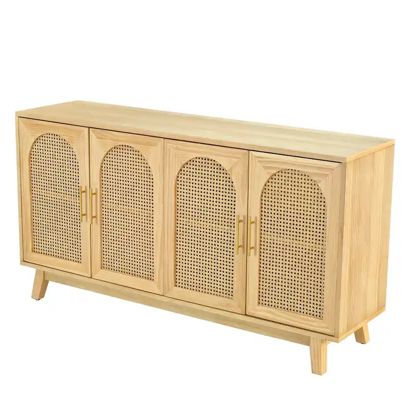 Armadio a 4 ante con ante in rattan