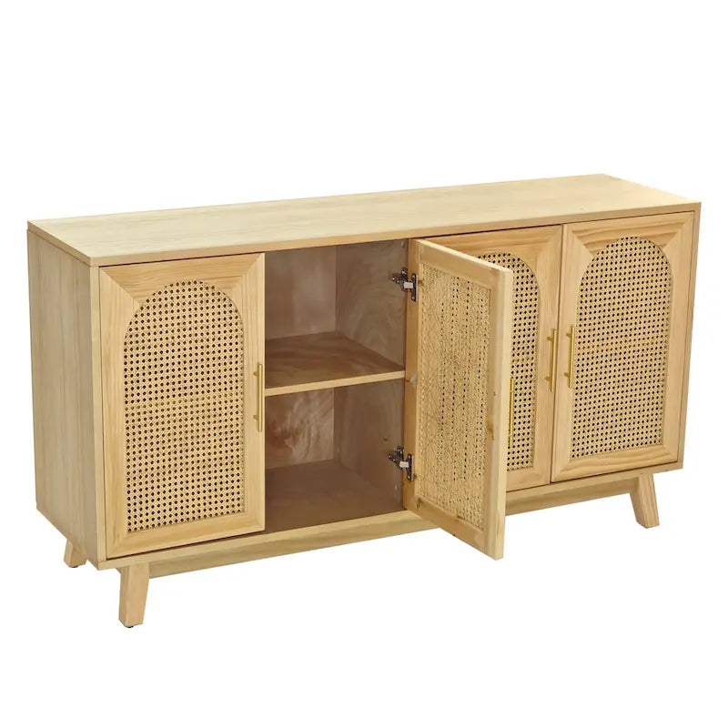 Armadio a 4 ante con ante in rattan