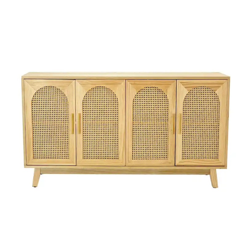Armadio a 4 ante con ante in rattan