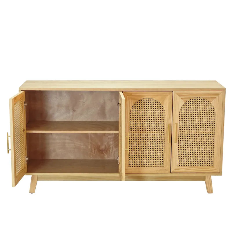 Armadio a 4 ante con ante in rattan