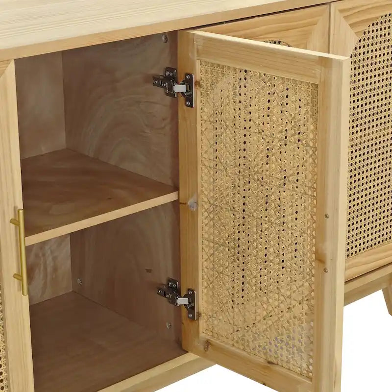 Armadio a 4 ante con ante in rattan