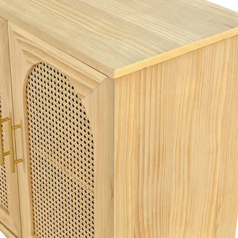 Armadio a 4 ante con ante in rattan