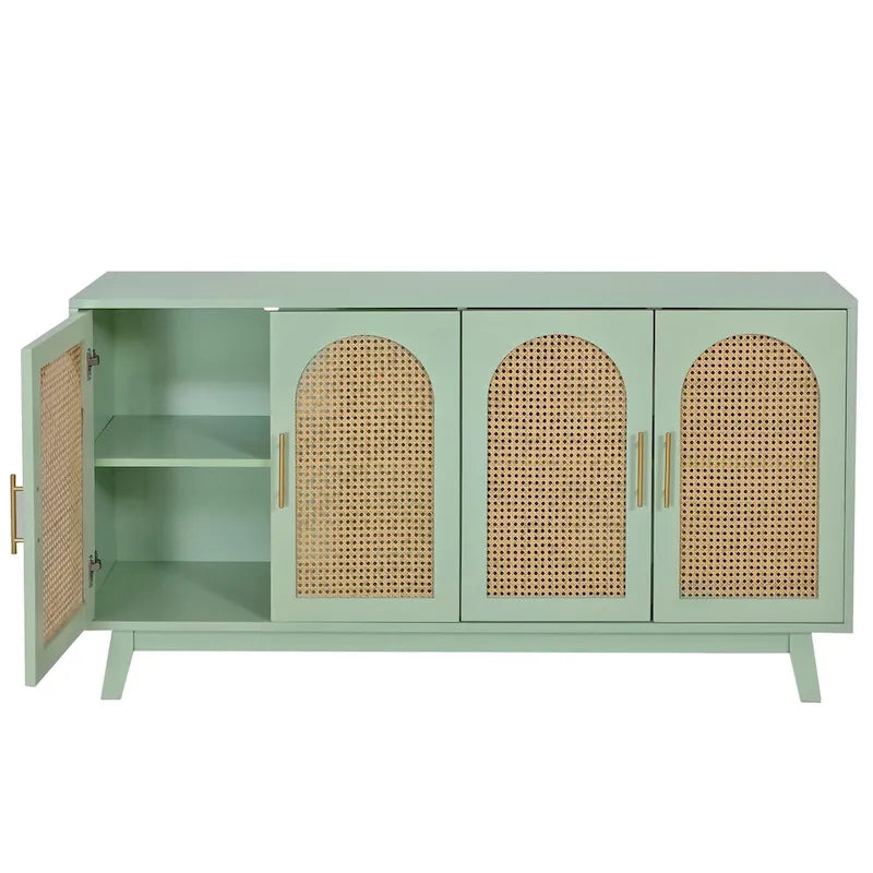 Armadio a 4 ante con ante in rattan