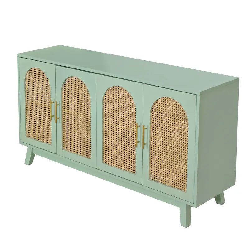 Armadio a 4 ante con ante in rattan
