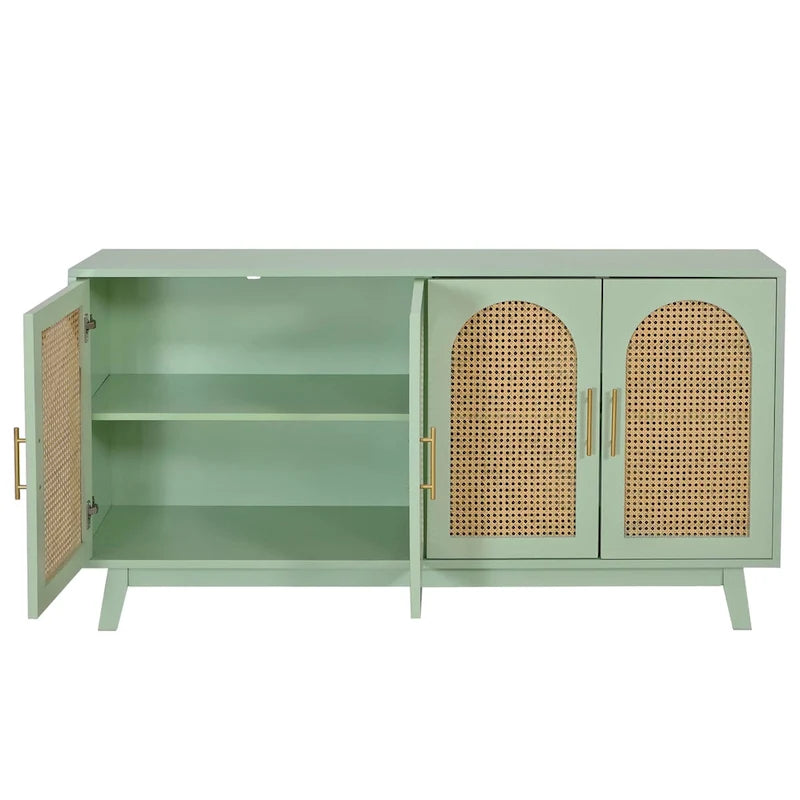 Armadio a 4 ante con ante in rattan