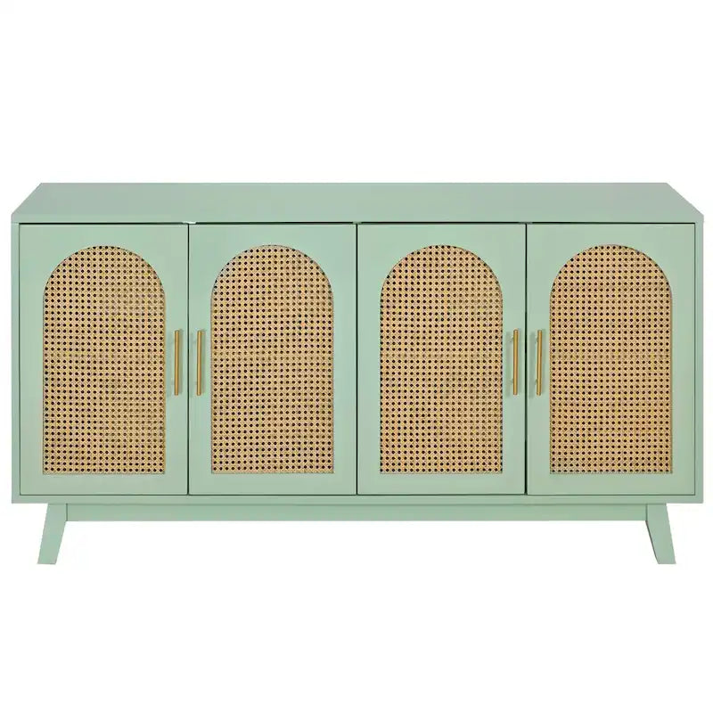 Armadio a 4 ante con ante in rattan