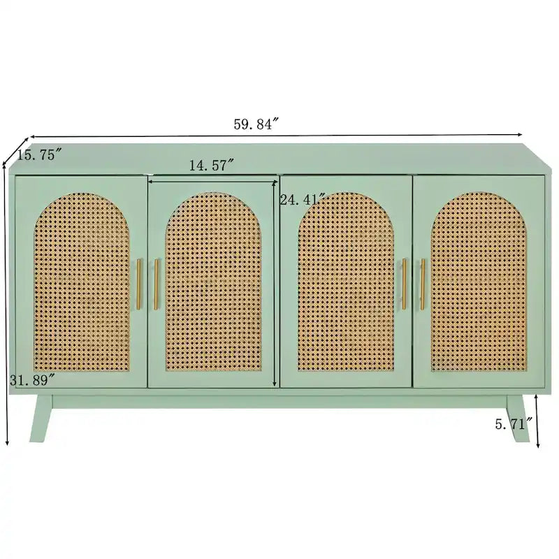 Armadio a 4 ante con ante in rattan