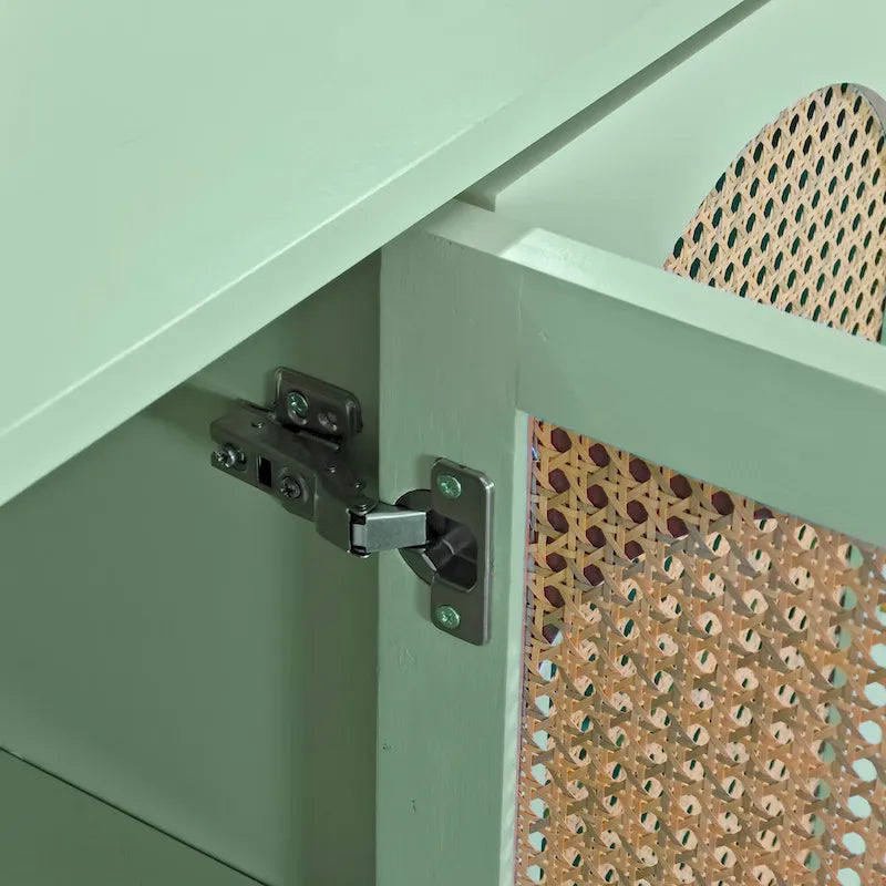 Armadio a 4 ante con ante in rattan