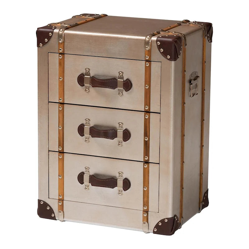 Vintage-Schrank in mattem Bronze mit 3 Schubladen