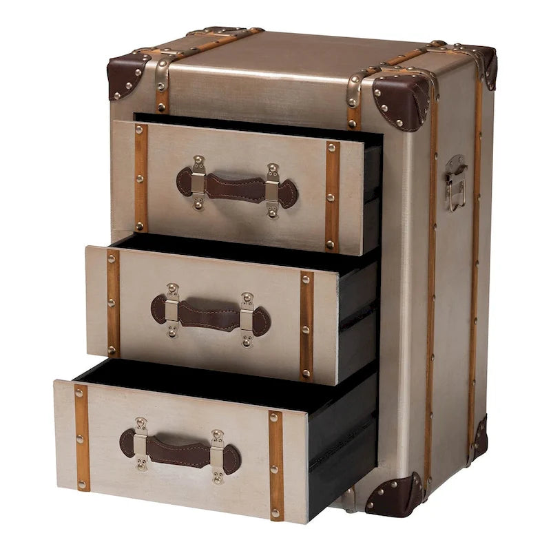 Vintage-Schrank in mattem Bronze mit 3 Schubladen