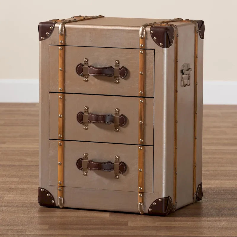 Vintage-Schrank in mattem Bronze mit 3 Schubladen