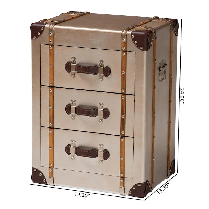 Vintage-Schrank in mattem Bronze mit 3 Schubladen